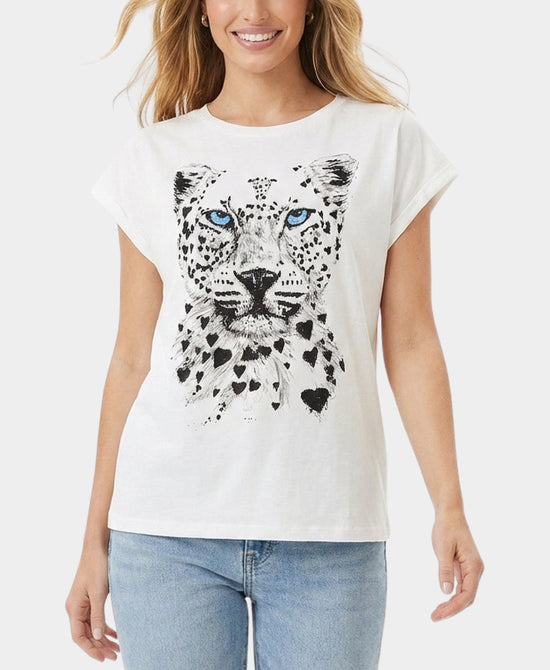 
Leopard Tee w/ Crystals in WHITE/BLACK view 1
