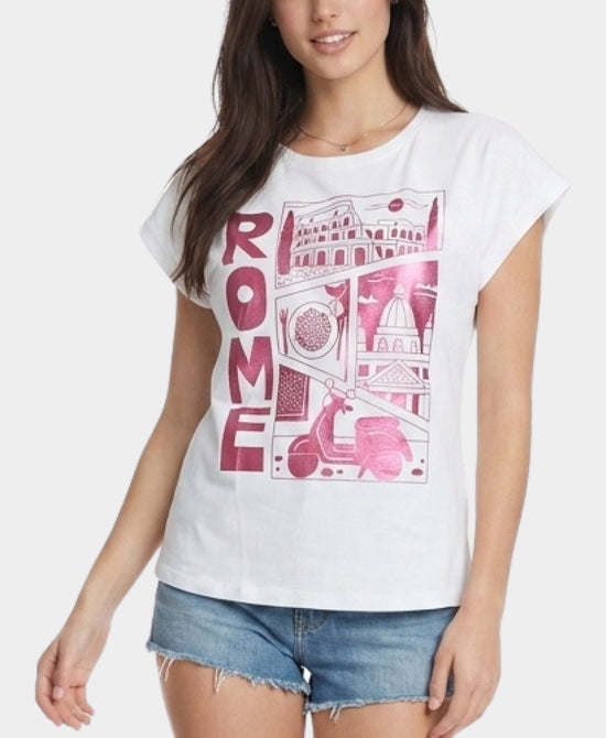 
"Rome" Tee in WHITE/PINK view 1