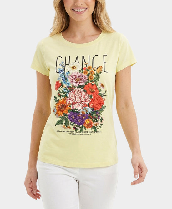 
Floral Bouquet Tee w/ Crystals in YELLOW MULTI view 1