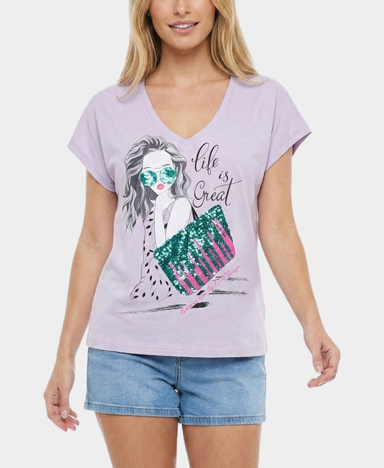 
Sequin Tee in LAVENDER view 1