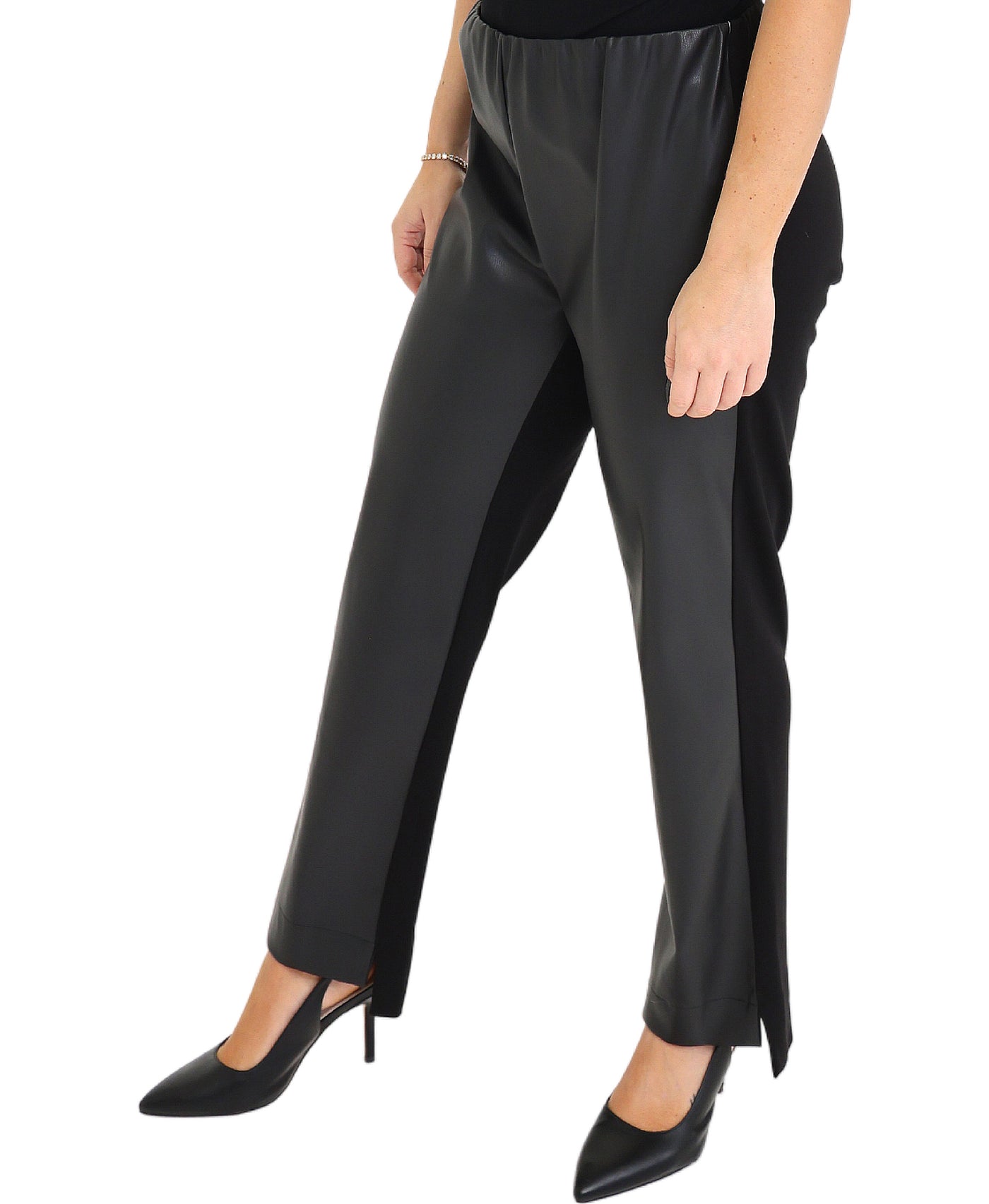 Faux Leather Combo Pants view 1