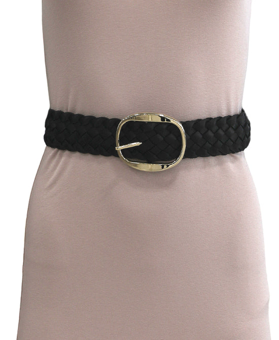 Leather Braided Belt w/ Oval Buckle view 1