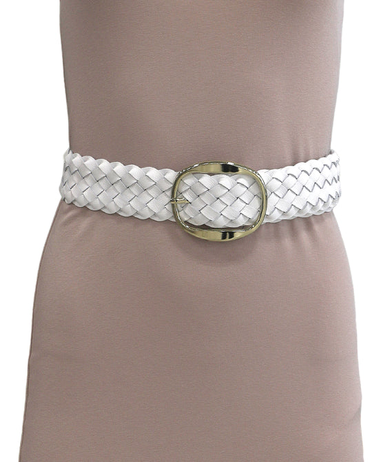 Leather Braided Belt w/ Oval Buckle view 1
