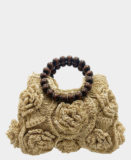 
Straw Flower Handbag in BEIGE view 1