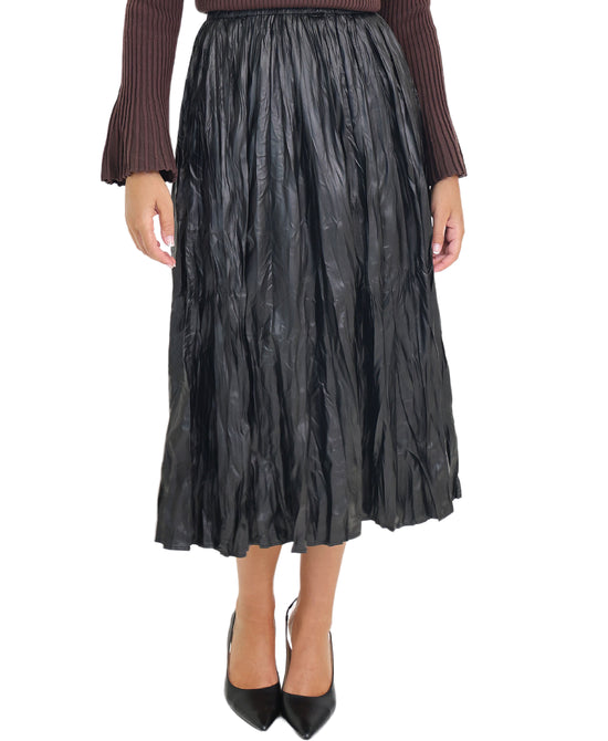 Crinkle Faux Leather Midi Skirt view 