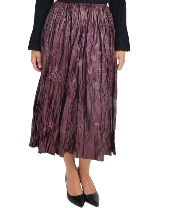 Crinkle Faux Leather Midi Skirt view 