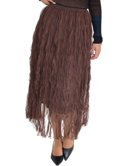 Crinkle Mesh Midi Skirt view 