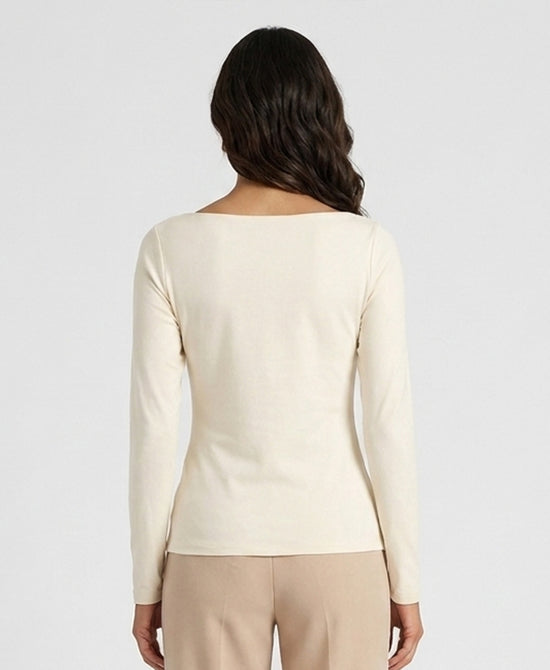 
Solid Boat Neck Knit Top in CREAM view 2