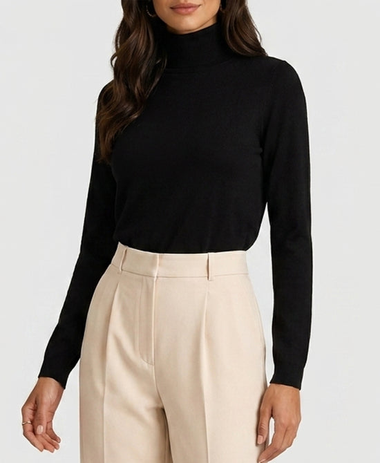 
Solid Turtleneck Sweater in BLACK view 1