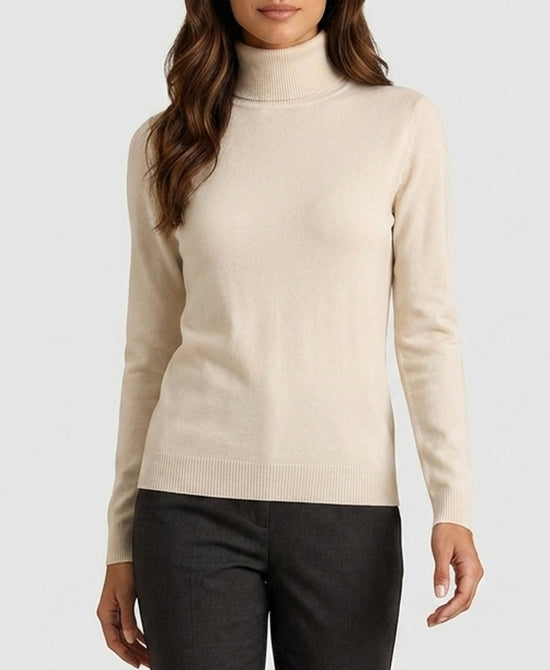 
Solid Turtleneck Sweater in CREAM view 1