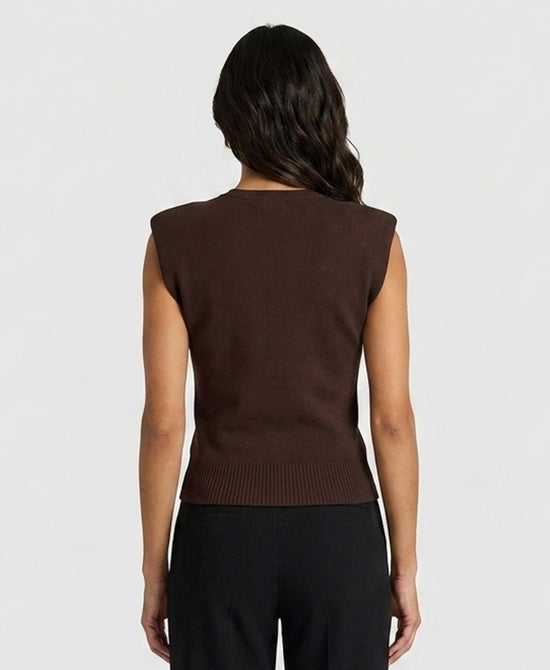 
Knit Top w/ Jewel Collar in BROWN view 2