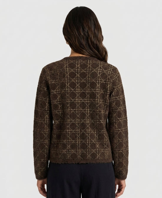 
Fuzzy Knit Cardigan in BROWN view 2