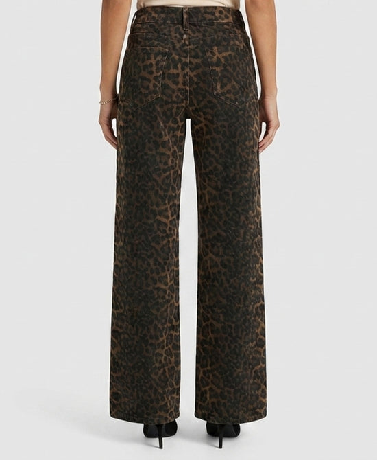 
Leopard Print Straight Leg Jeans in BROWN/BLACK view 2