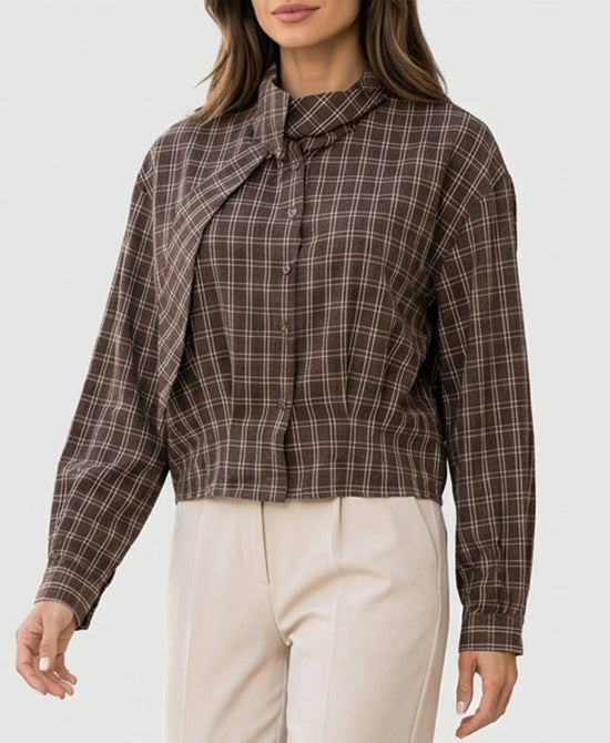 
Plaid Blouse in BROWN view 1