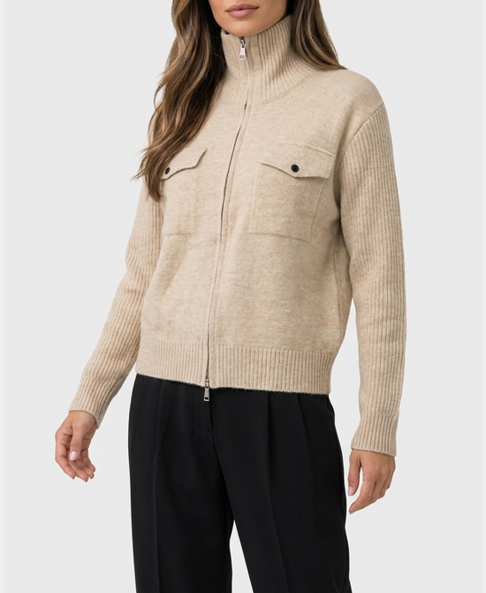 
Cardigan Zip Up Sweater in BEIGE view 1