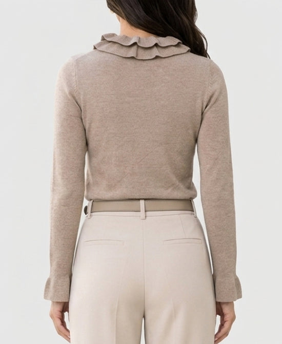 
Sweater w/ Ruffles in TAUPE view 2