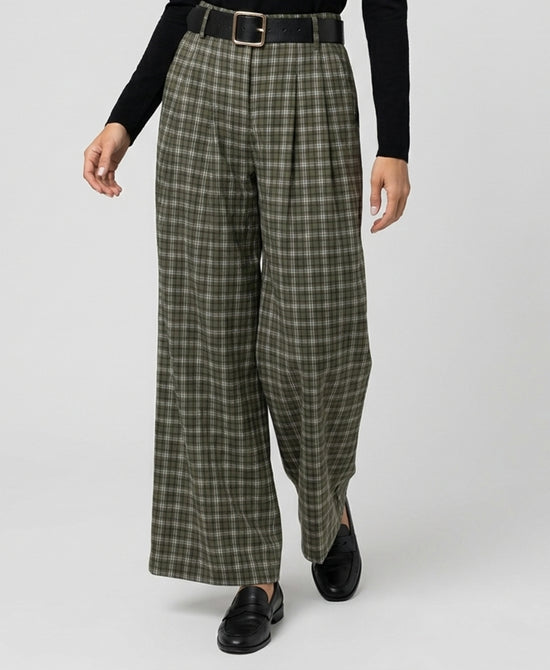 
Plaid Wide Leg Pants in OLIVE view 1