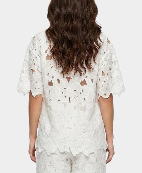 
Sheer Crochet Lace Top in WHITE view 2