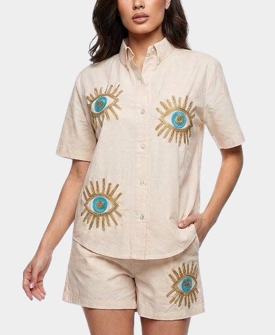 
Sequin Eye Top in CREAM view 1