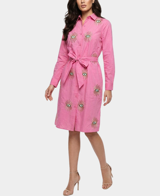 
Sequin Eye Shirt Dress in PINK view 1
