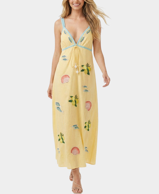
Beaded & Embroidered Maxi Dress in YELLOW MULTI view 1