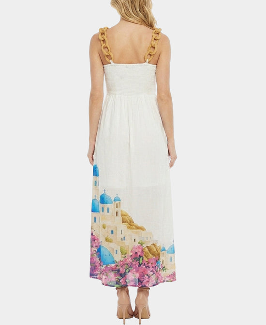 
Santorini Print Maxi Dress in WHITE/BLUE view 2