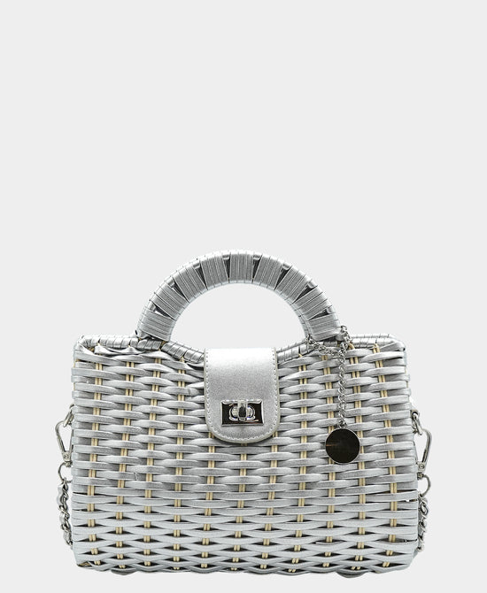 Metallic Woven Handbag view 1