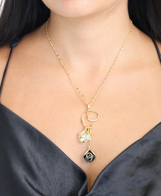 Genuine Double Crystal Pendant Necklace view 