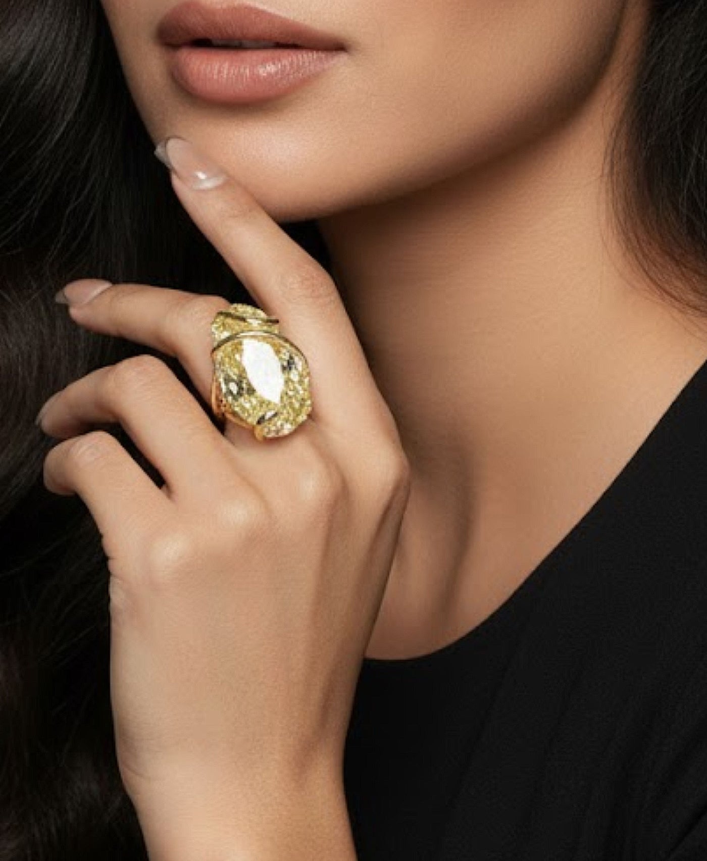 Large Genuine Crystal Ring view 1