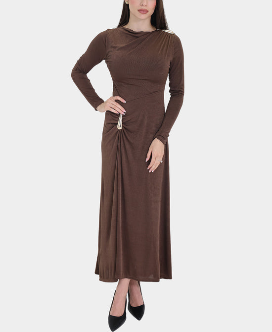 Ruched Maxi Dress w/ Gold Hardware view 