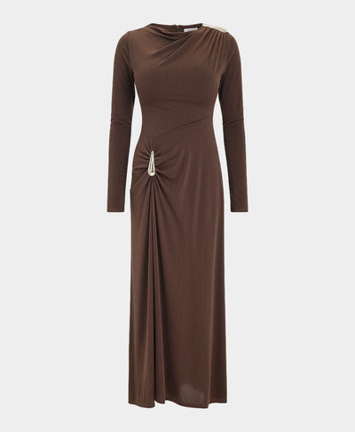 Ruched Maxi Dress w/ Gold Hardware image 2