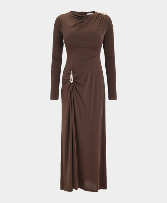 Ruched Maxi Dress w/ Gold Hardware view 