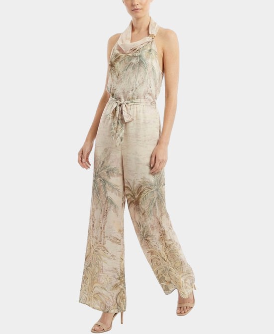 Satin Printed Halter Jumpsuit view 1