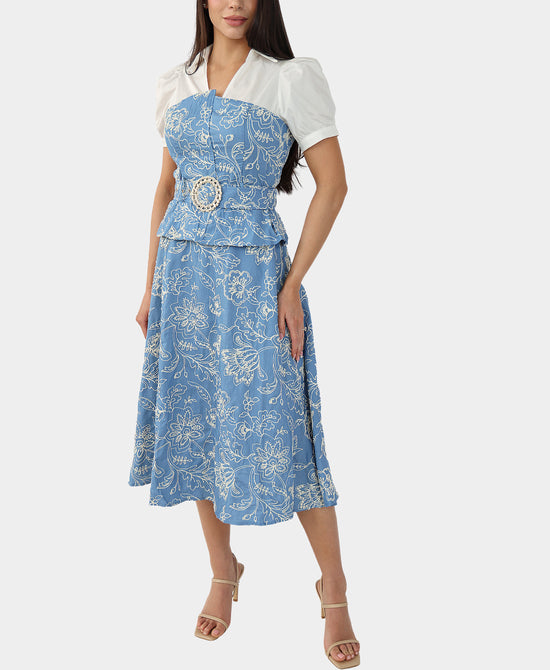 Embroidered Blouse & Skirt - 2 Pc Set view 1