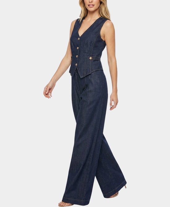 
Denim Vest Top & Pants - 2 Pc Set in DARK WASH view 1