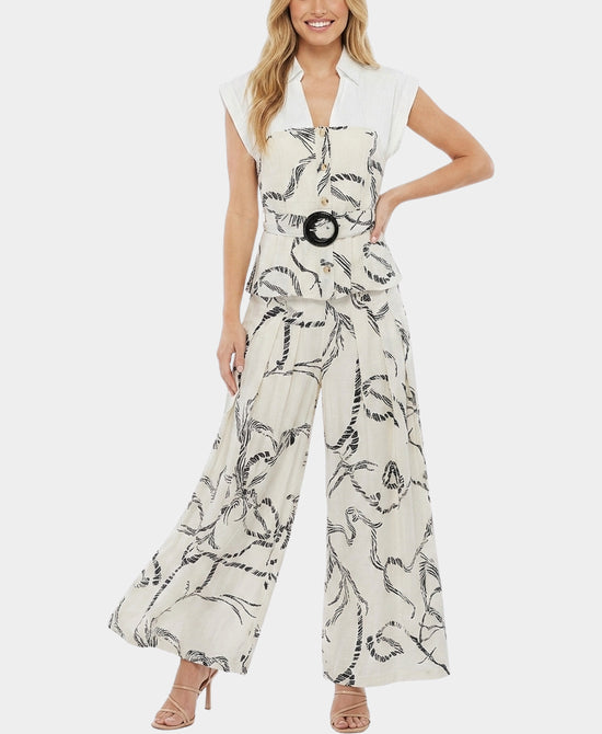
Printed Top & Pants - 2 Pc Set in CREAM/BLACK view 1