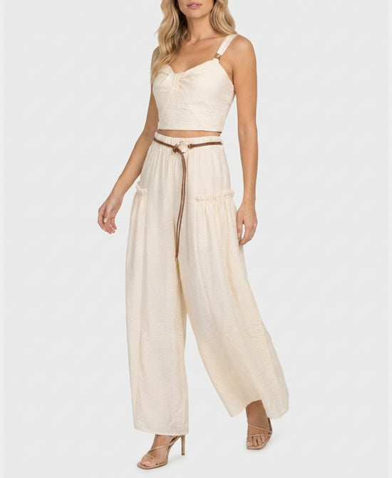 
Twisted Top & Wide Leg Pants - 2 Pc Set in IVORY view 1
