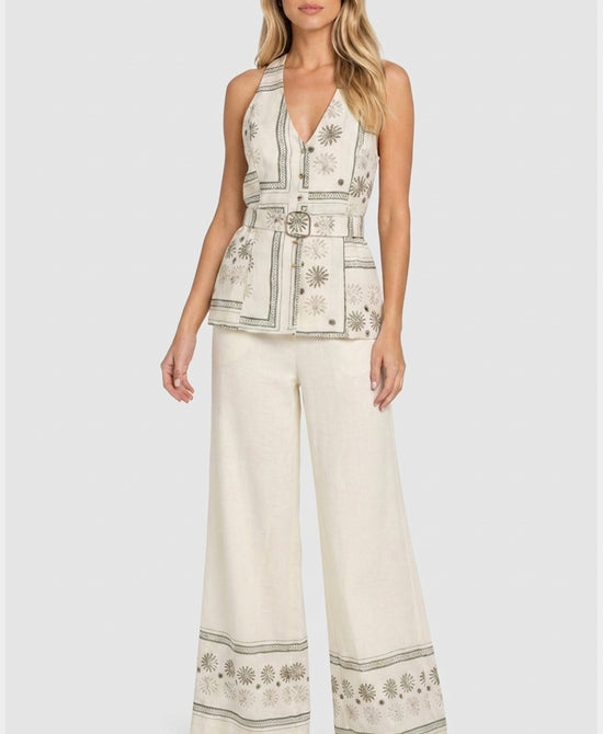 
Printed Vest Top & Pants - 2 Pc Set in IVORY/GREEN view 1
