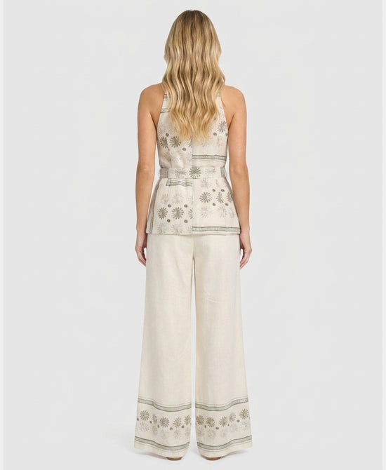 
Printed Vest Top & Pants - 2 Pc Set in IVORY/GREEN view 2