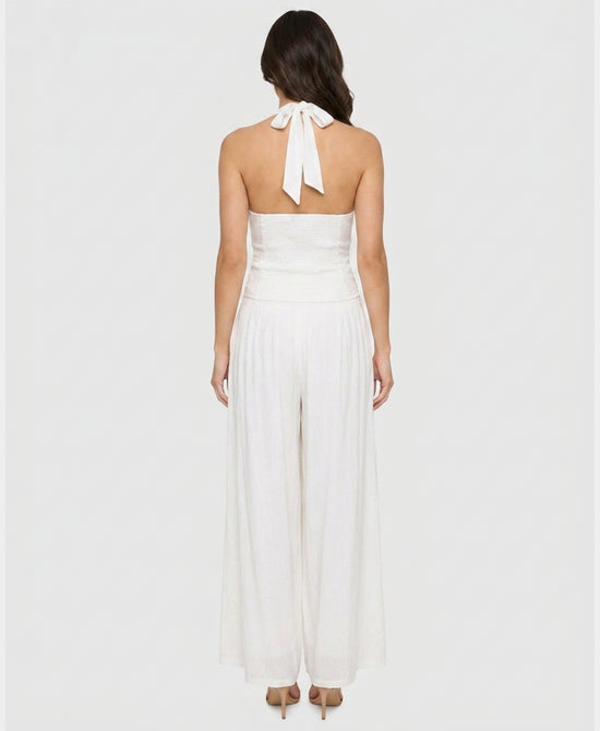 
Halter Top w/ Shells & Wide Leg Pants - 2 Pc Set in WHITE view 2