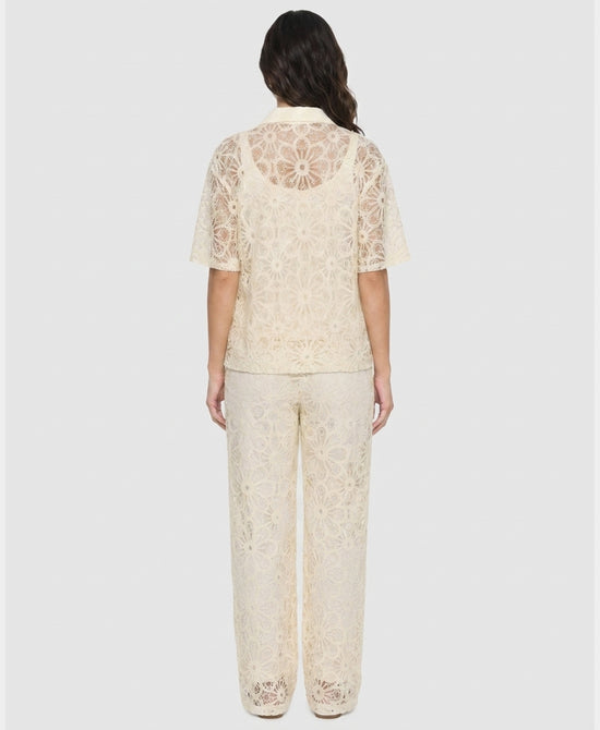 
Sheer Crochet Top & Pants - 2 Pc Set in CREAM view 2