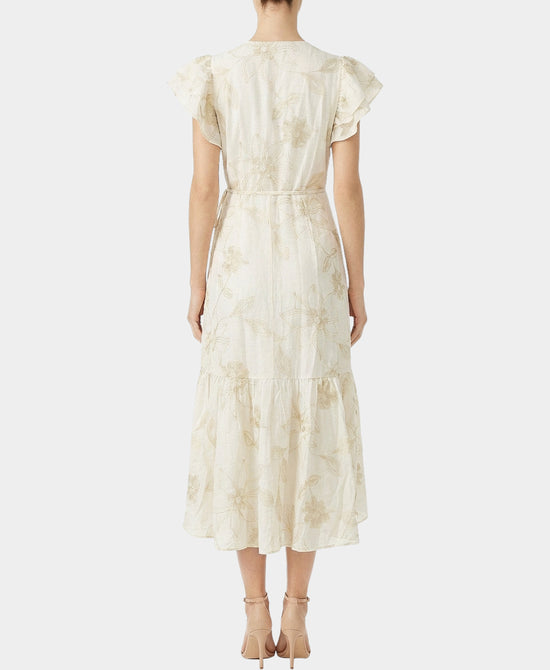 Embroidered Wrap Ruffle Dress view 2