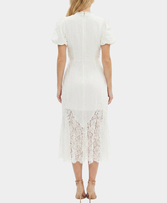 
Corset Side Midi Dress w/ Lace Trim in WHITE view 2