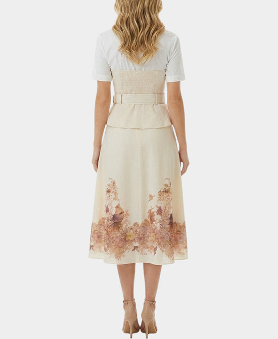 
Printed Midi Dress in BEIGE/WHITE view 2