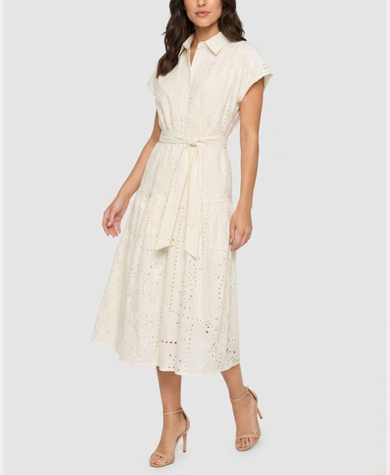 
Eyelet Midi Dress in IVORY view 1