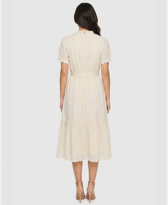 
Midi Dress w/ Front Tie in CREAM view 2