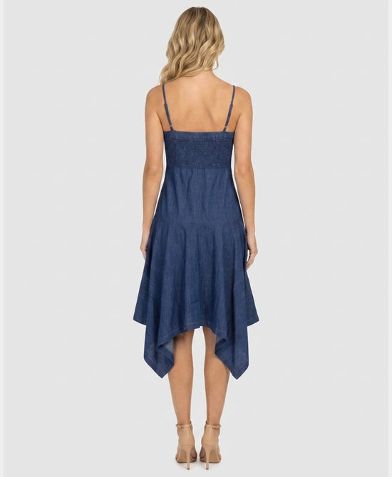 
Denim Asymmetrical Dress in DARK WASH view 2