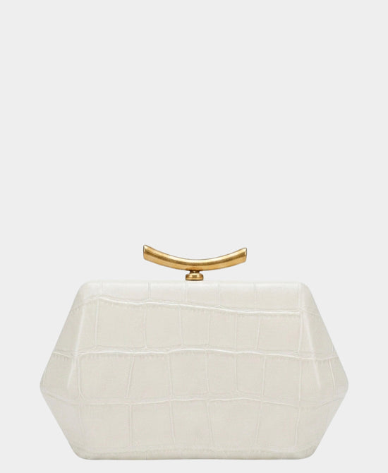 
Croc Print Clutch Bag in IVORY view 1