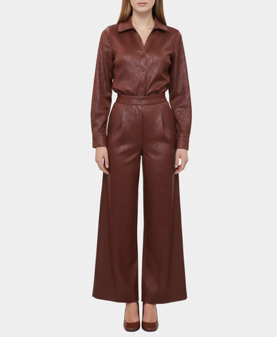 Satin Blouse & Wide Leg Pant - 2 Pc Set image 1