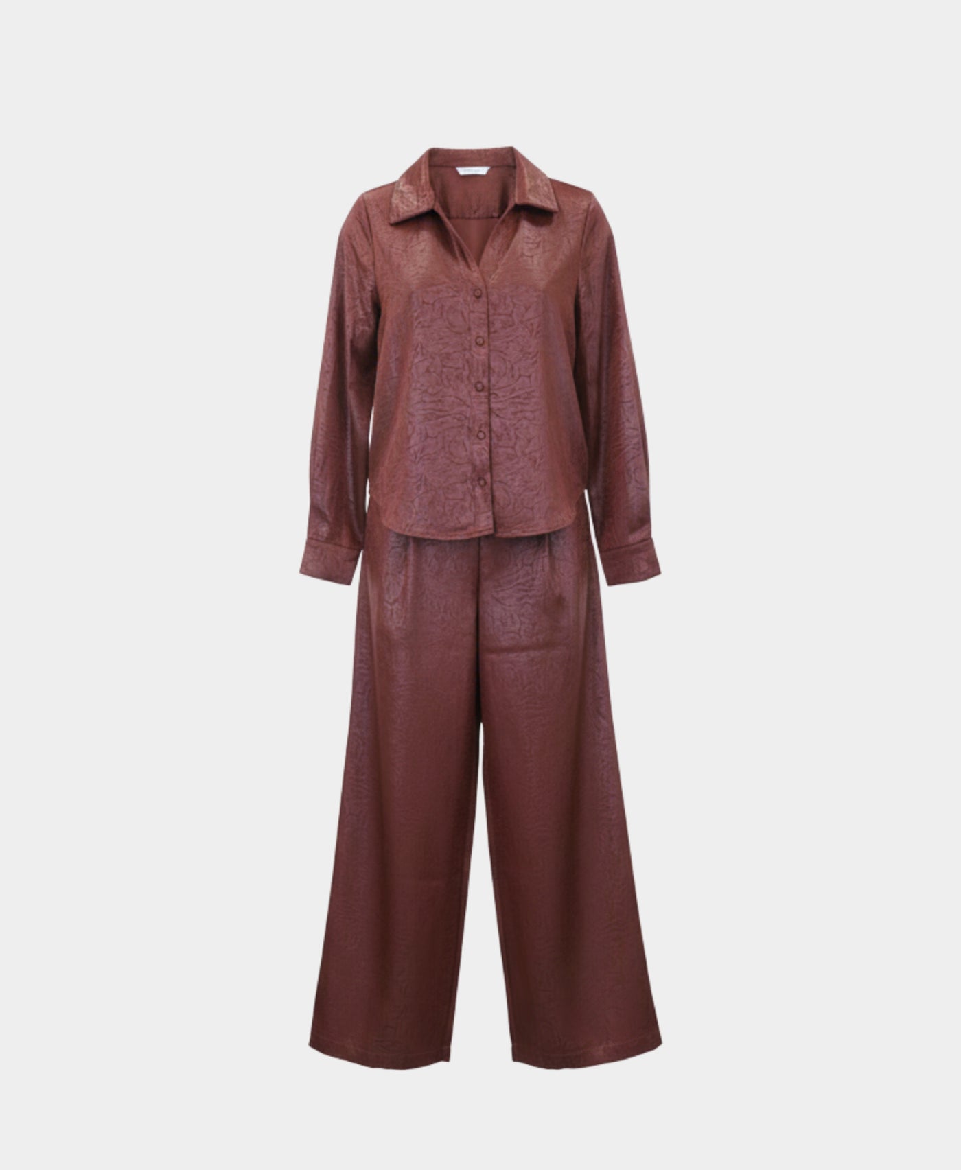 Satin Blouse & Wide Leg Pant - 2 Pc Set view 3